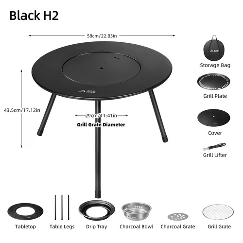 Foldable round table bbq - round,